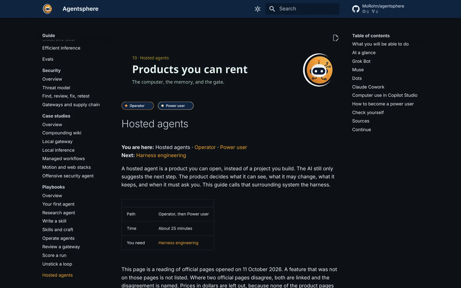 Agentsphere: Hosted agents: products you can rent, read from the providers' official pages with the date opened and the questions to ask a vendor.